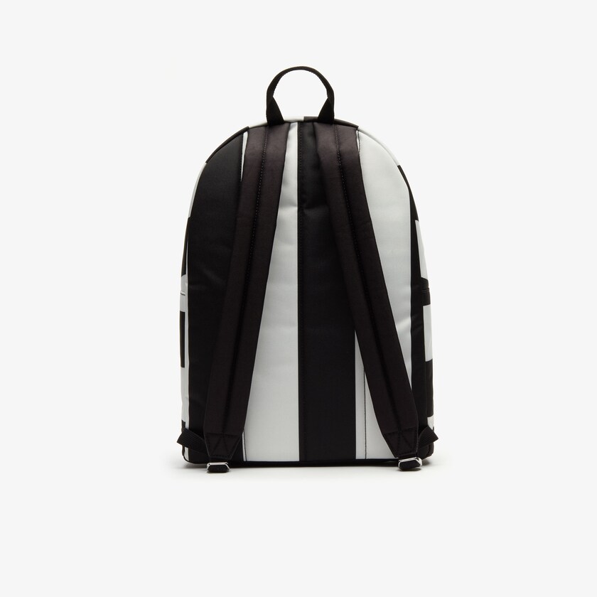 Mochilas Lacoste Hombre Negros Blancos LIVE Detachable Pouch Striped GM0-96359O0