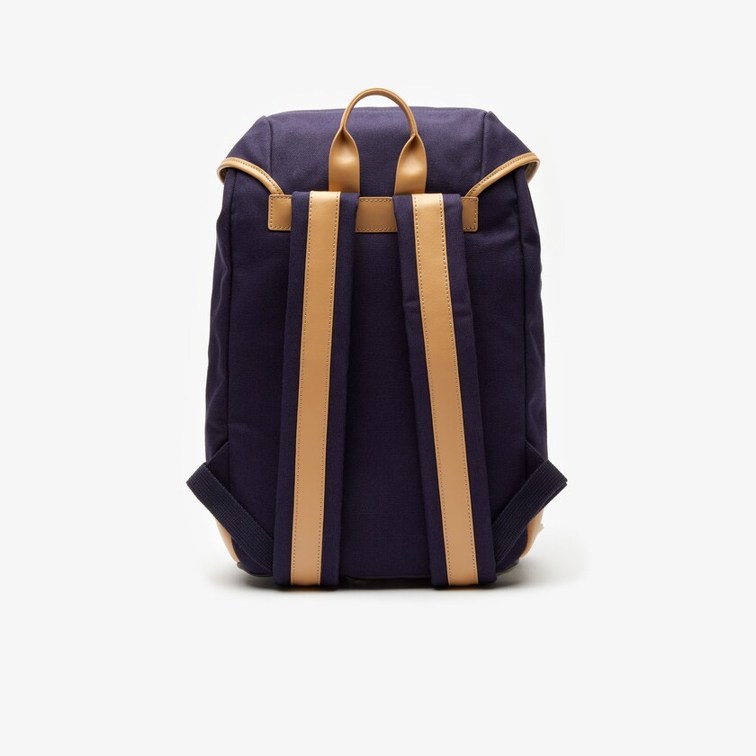 Mochilas Lacoste Hombre Azul Marino Marrom Cuero Finishes Cotton Flap ZY4-98719Z1