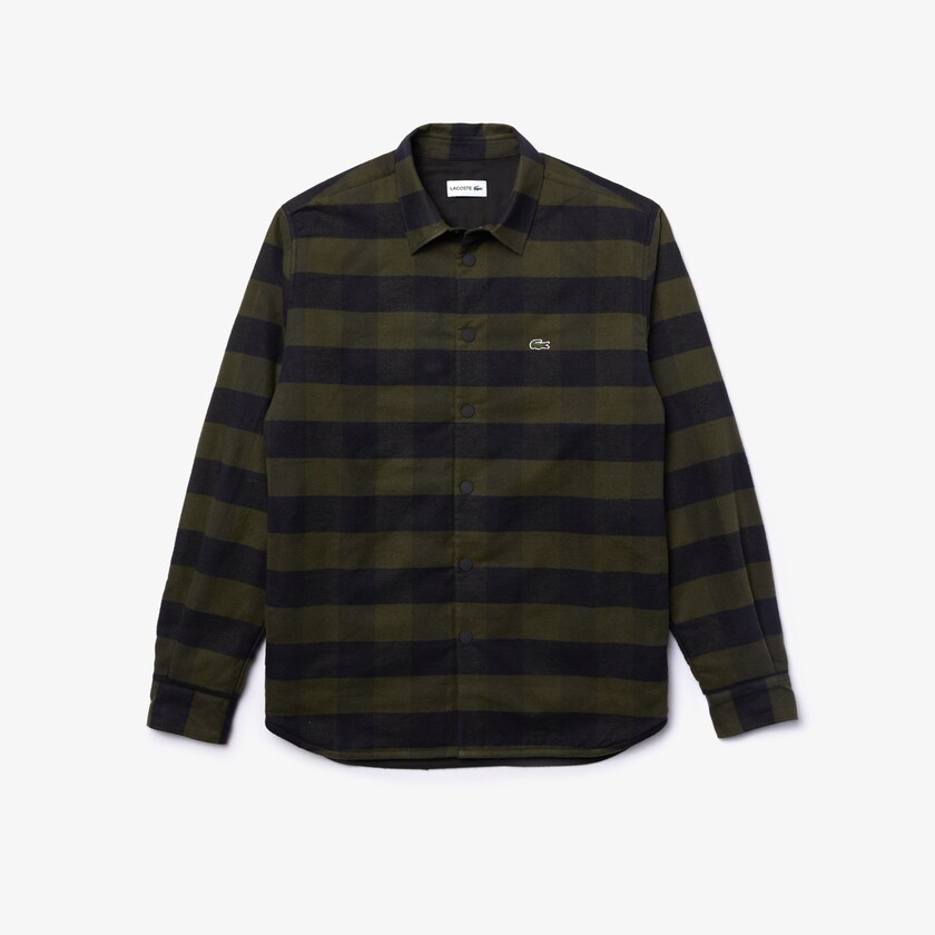 Camisas Lacoste Hombre Kaki Verdes Negros Checked Quilted Cotton Flannel UB5-13851H3