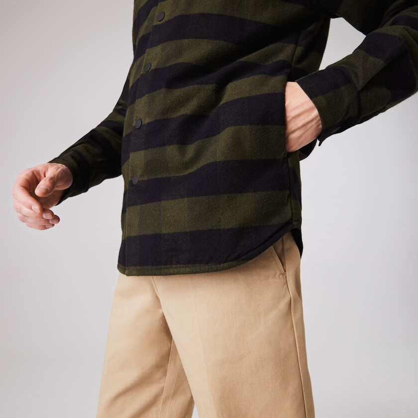 Camisas Lacoste Hombre Kaki Verdes Negros Checked Quilted Cotton Flannel UB5-13851H3