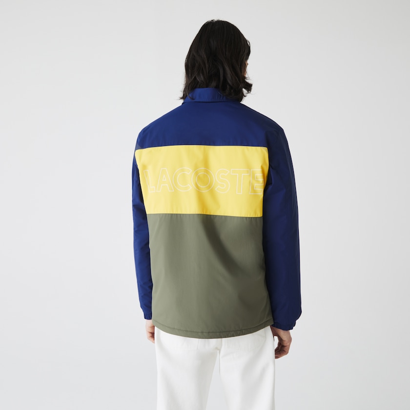 Camisas Lacoste Hombre Azules Amarillos Kaki Verdes Colorblock Water-Resistant Quilted JJ0-51485C7