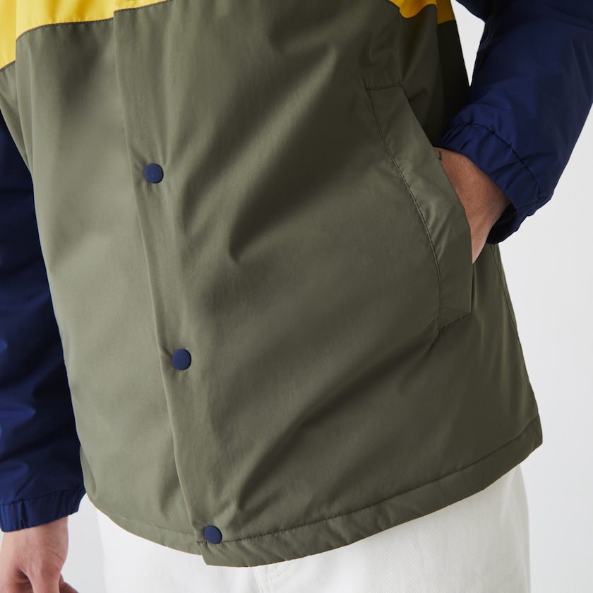 Camisas Lacoste Hombre Azules Amarillos Kaki Verdes Colorblock Water-Resistant Quilted JJ0-51485C7
