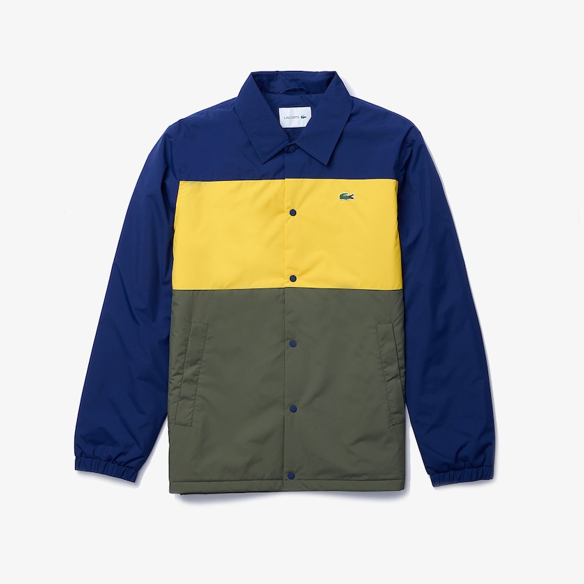 Camisas Lacoste Hombre Azules Amarillos Kaki Verdes Colorblock Water-Resistant Quilted JJ0-51485C7