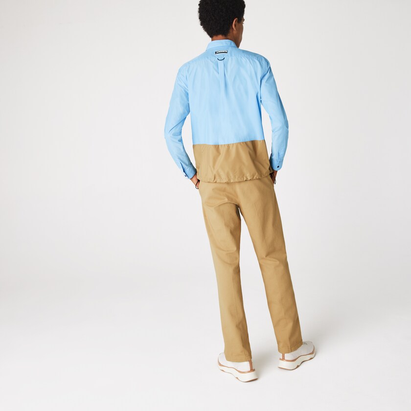Camisas Lacoste Hombre Azules Beige Hawaiian Fit Colorblock CH0-69706L3