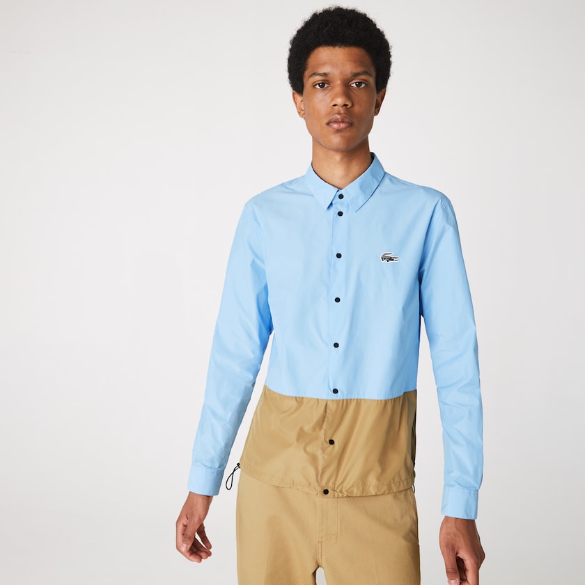 Camisas Lacoste Hombre Azules Beige Hawaiian Fit Colorblock CH0-69706L3