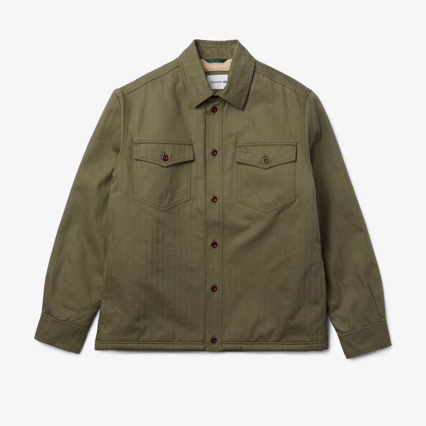 Camisas Lacoste Hombre Kaki Verdes Warm Lined Chevron Cotton WD6-02370Z0