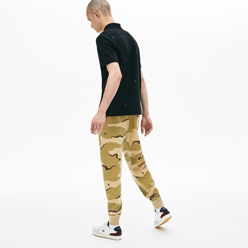 Pantalon Deportivo Lacoste Live Rose Embroidered Camo Sweatpant Hombre Beige Blancos | HD5-76617Y6