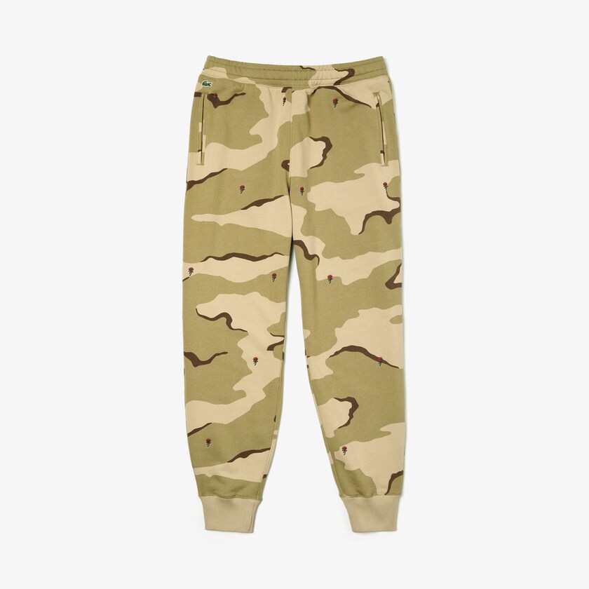 Pantalon Deportivo Lacoste Live Rose Embroidered Camo Sweatpant Hombre Beige Blancos | HD5-76617Y6