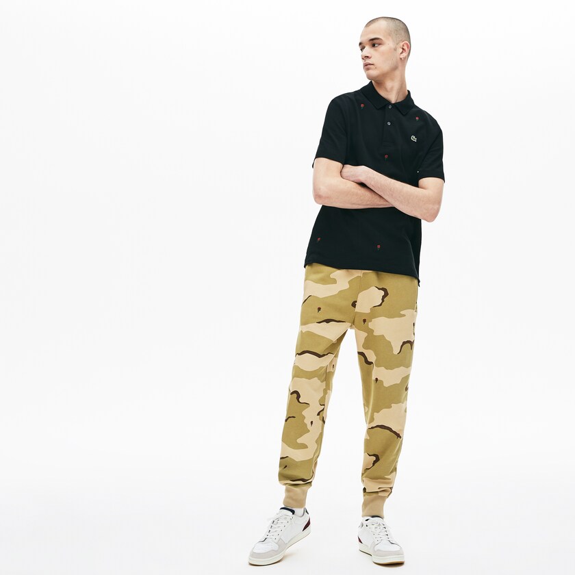 Pantalon Deportivo Lacoste Live Rose Embroidered Camo Sweatpant Hombre Beige Blancos | HD5-76617Y6