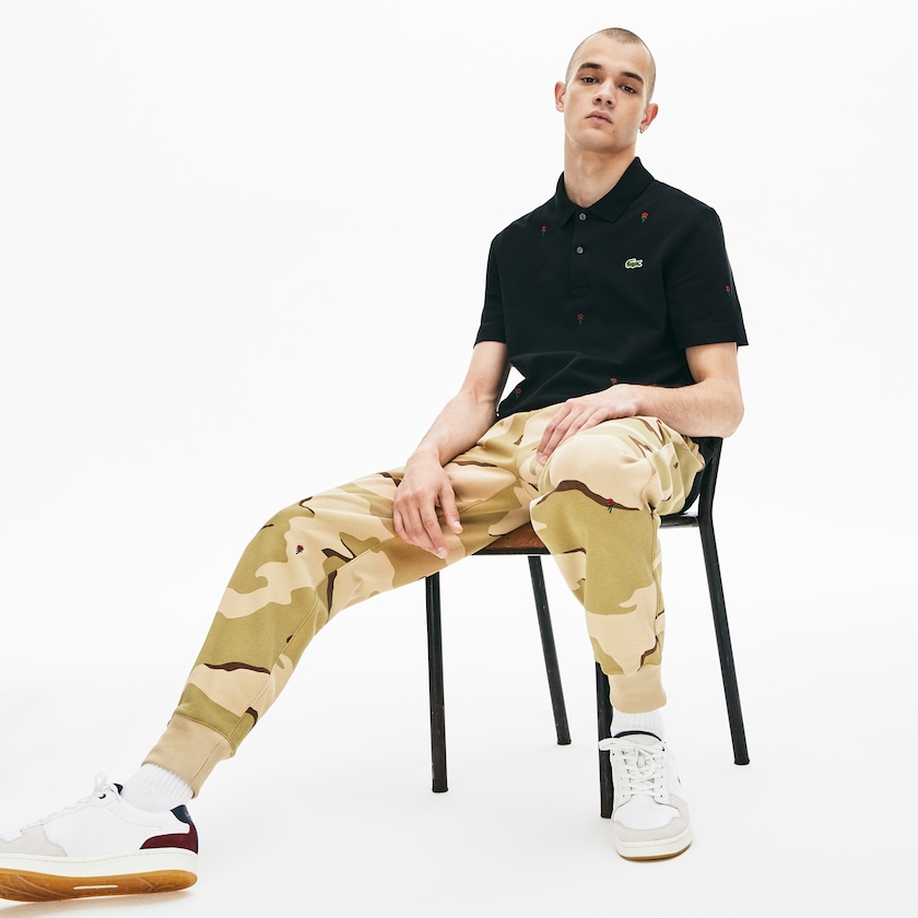 Pantalon Deportivo Lacoste Live Rose Embroidered Camo Sweatpant Hombre Beige Blancos | HD5-76617Y6