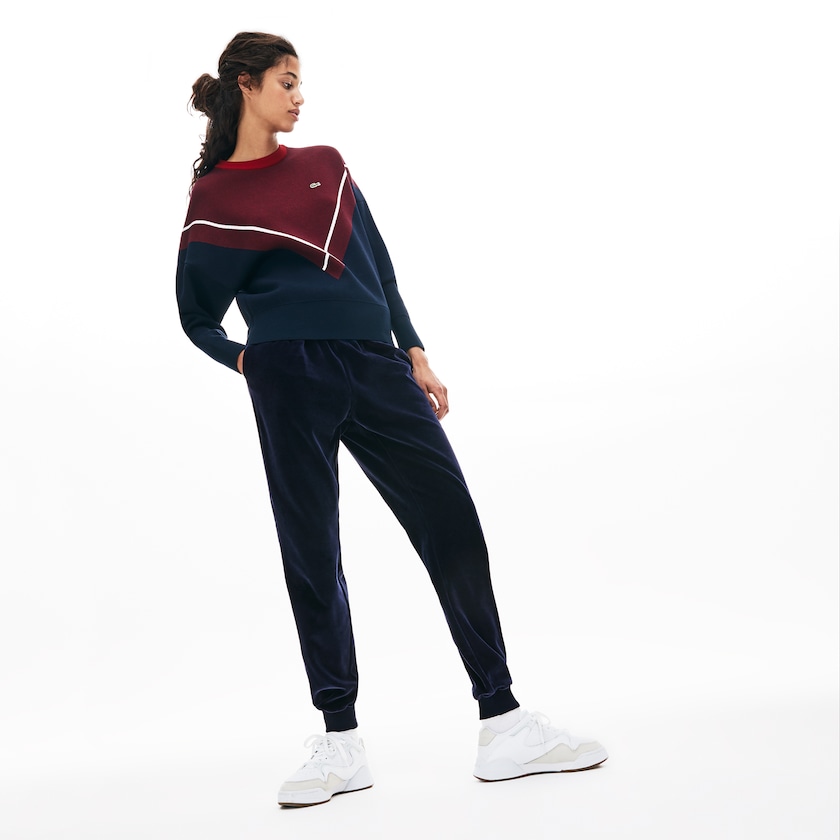 Pantalon Deportivo Lacoste Tapered Velour Terry Mujer Azul Marino Azules | FQ5-00630S1