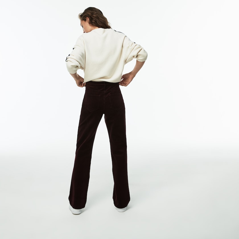 Pantalon Lacoste Boxy Fit Striped Cotton Velour Mujer Marrom | OI3-04500N0