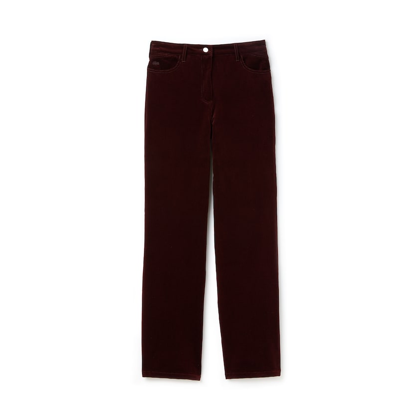 Pantalon Lacoste Boxy Fit Striped Cotton Velour Mujer Marrom | OI3-04500N0