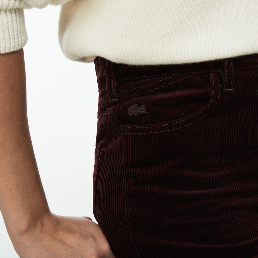 Pantalon Lacoste Boxy Fit Striped Cotton Velour Mujer Marrom | OI3-04500N0