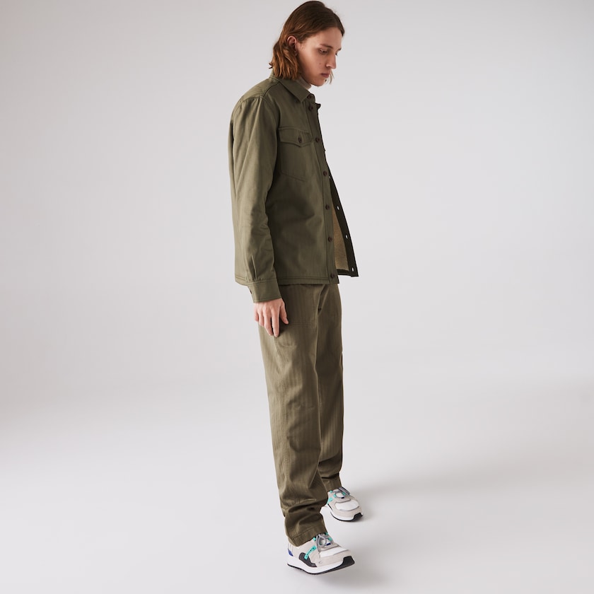 Pantalon Lacoste Chevron Textured Cotton Cargo Hombre Kaki Verdes | BJ0-58675L6