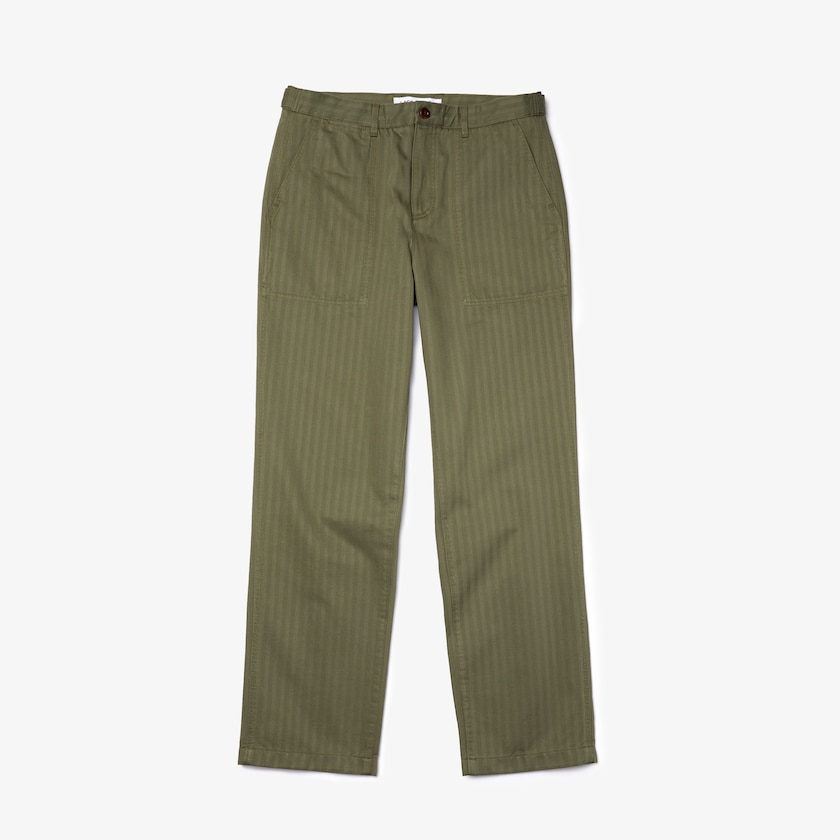 Pantalon Lacoste Chevron Textured Cotton Cargo Hombre Kaki Verdes | BJ0-58675L6