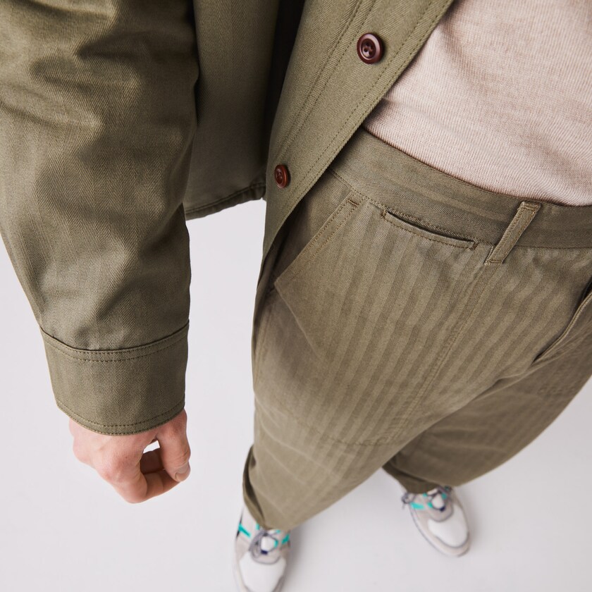 Pantalon Lacoste Chevron Textured Cotton Cargo Hombre Kaki Verdes | BJ0-58675L6