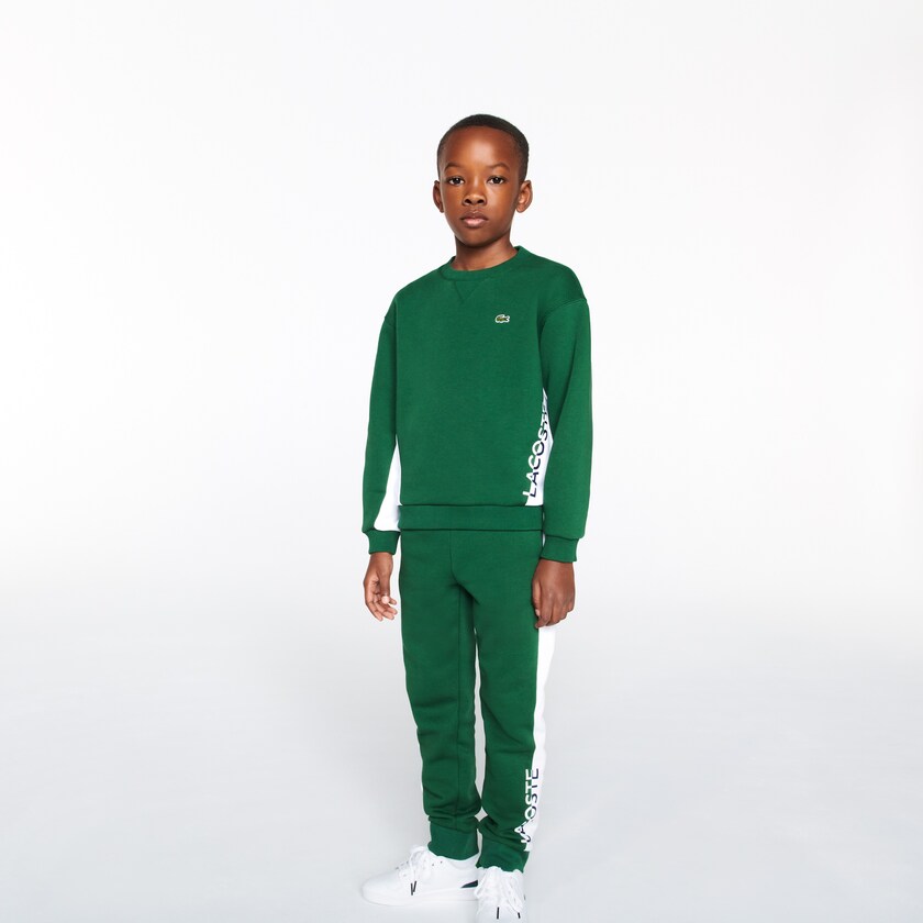Pantalon Lacoste Niños Verdes Blancos Color-Blcoked Fleece Track HM3-29342P2