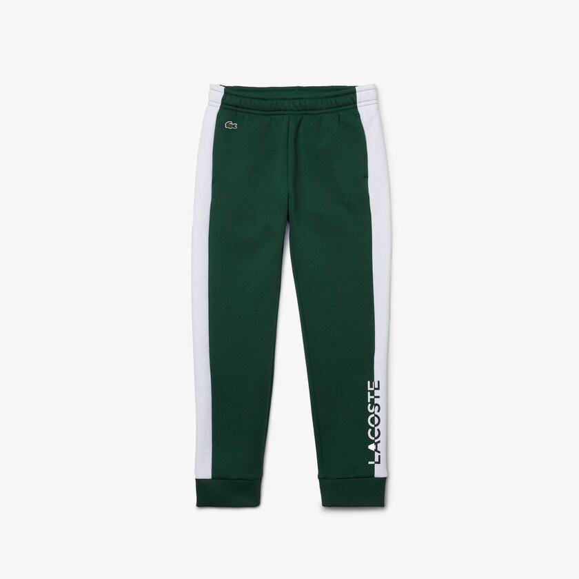 Pantalon Lacoste Niños Verdes Blancos Color-Blcoked Fleece Track HM3-29342P2