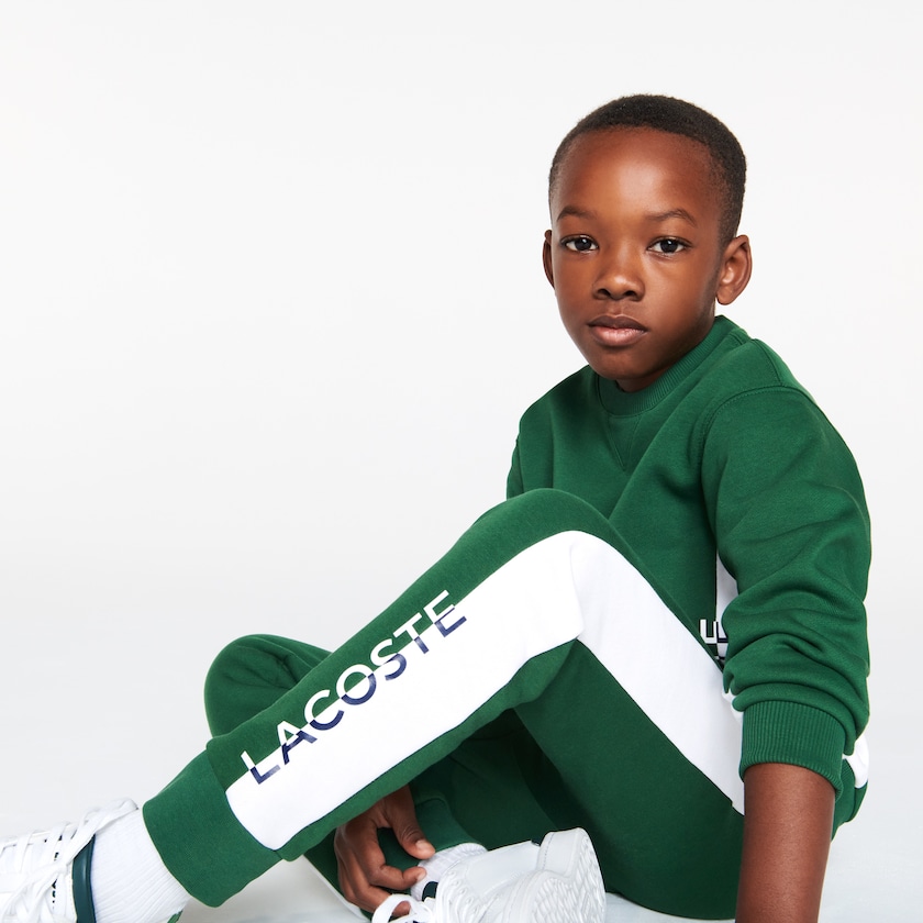 Pantalon Lacoste Niños Verdes Blancos Color-Blcoked Fleece Track HM3-29342P2