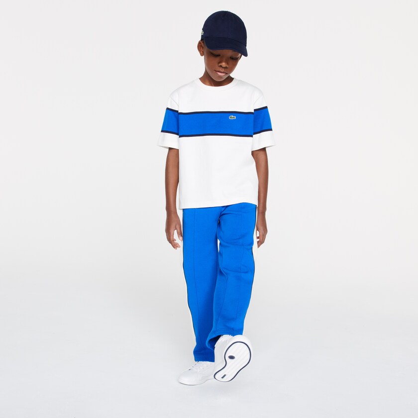 Pantalon Lacoste Niños Azules Blancos Azul Marino Azules Colorblock Cotton Fleece Track ID8-22952R9