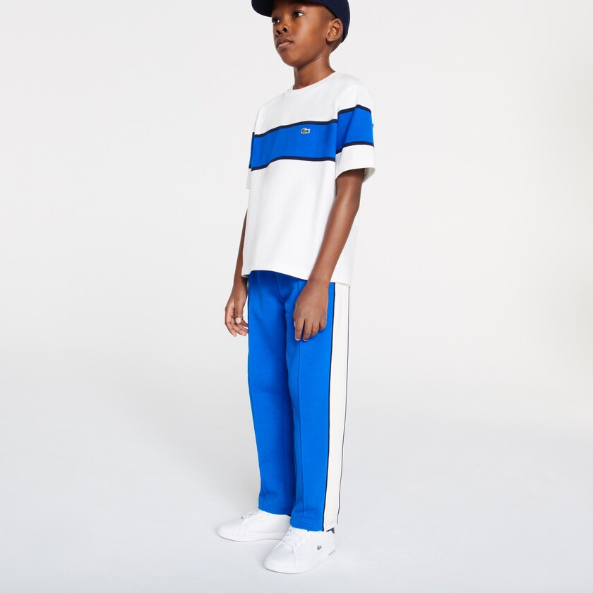 Pantalon Lacoste Niños Azules Blancos Azul Marino Azules Colorblock Cotton Fleece Track ID8-22952R9