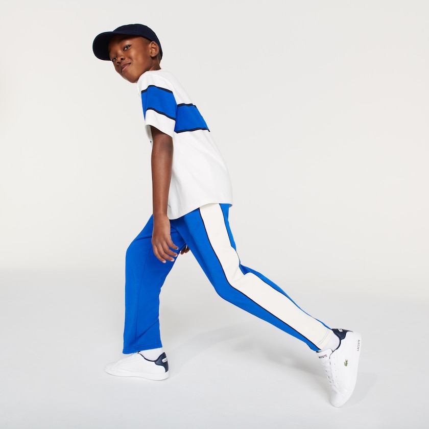 Pantalon Lacoste Niños Azules Blancos Azul Marino Azules Colorblock Cotton Fleece Track ID8-22952R9