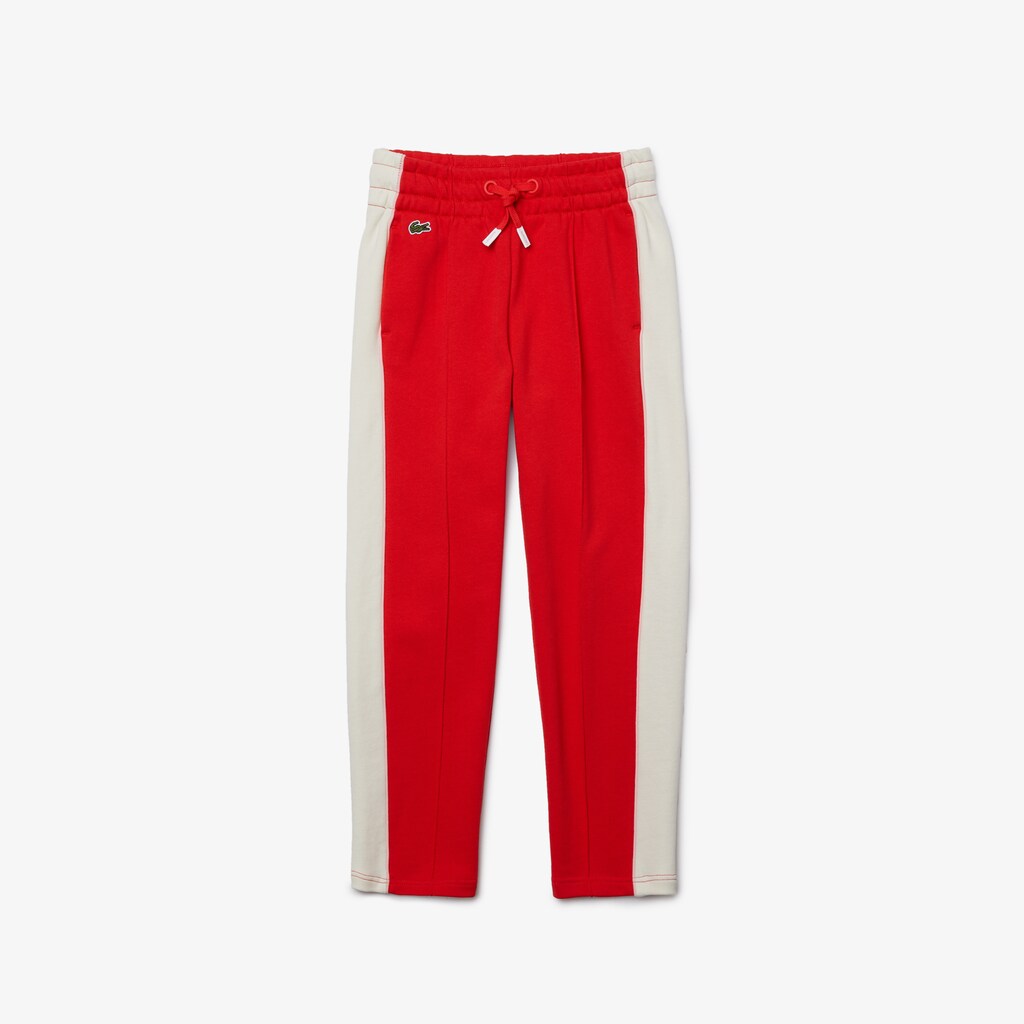 Pantalon Lacoste Niños Rojos Blancos Rosas Colorblock Cotton Fleece Track US6-50255B8
