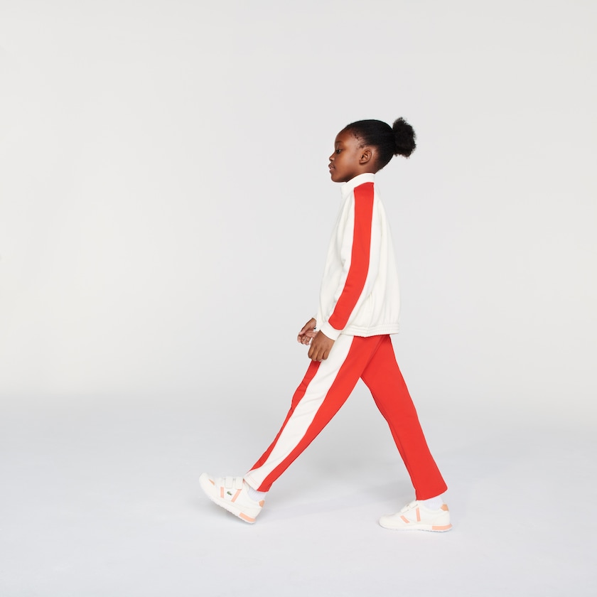 Pantalon Lacoste Niños Rojos Blancos Rosas Colorblock Cotton Fleece Track US6-50255B8