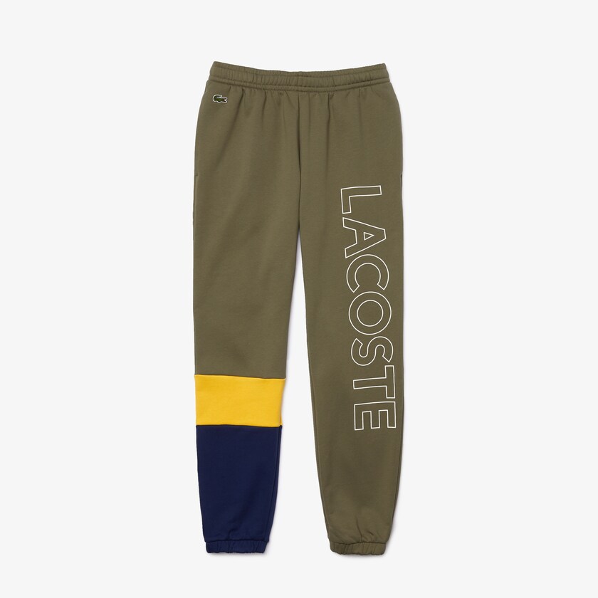Pantalon Lacoste Colorblock Fleece Track Hombre Kaki Verdes Amarillos Azules | QS7-49654N0