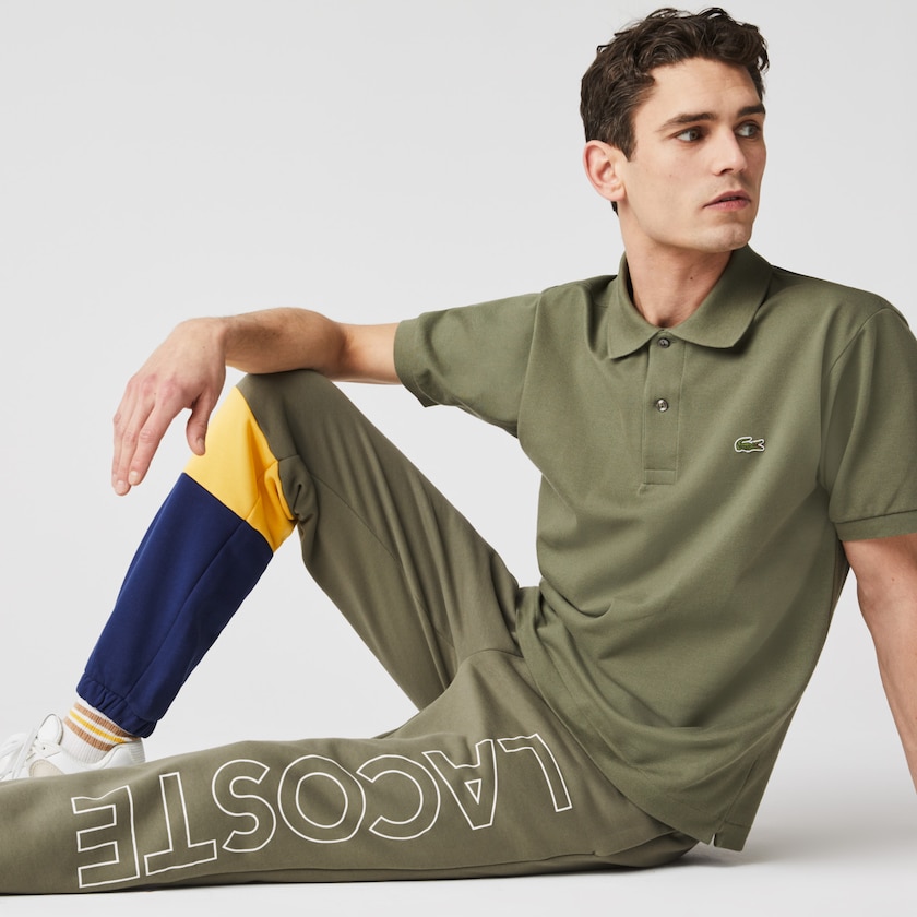 Pantalon Lacoste Colorblock Fleece Track Hombre Kaki Verdes Amarillos Azules | QS7-49654N0