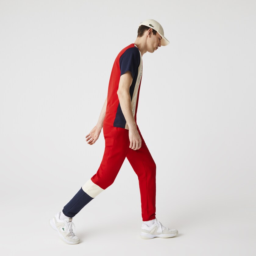 Pantalon Lacoste Colorblock Fleece Track Hombre Rojos Beige Azul Marino Azules | OH1-13551W2