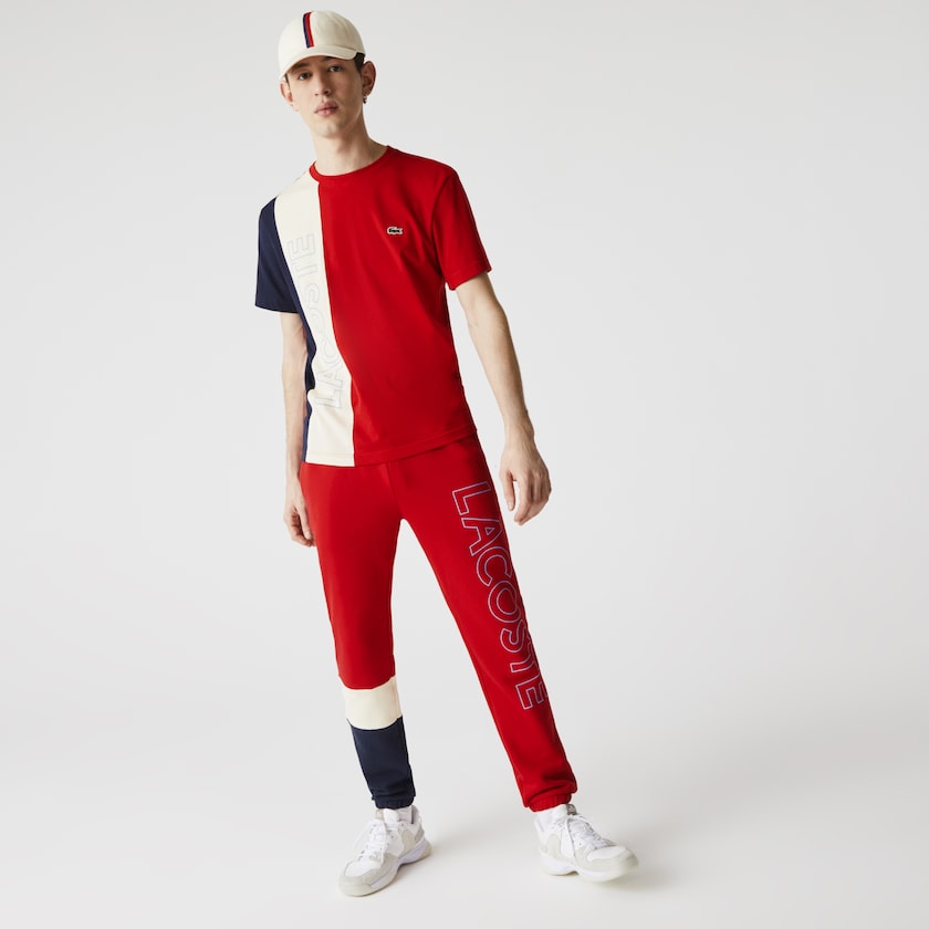 Pantalon Lacoste Colorblock Fleece Track Hombre Rojos Beige Azul Marino Azules | OH1-13551W2