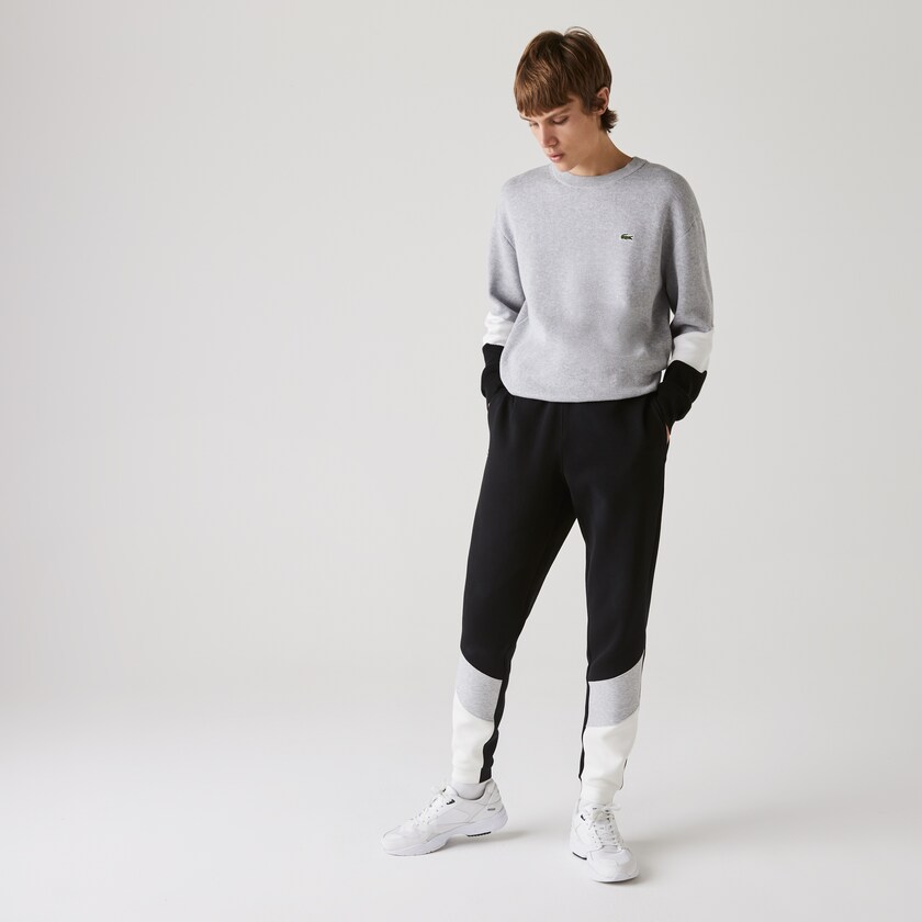 Pantalon Lacoste Colorblock Piqué Fleece Jogging Hombre Blancos Grises Negros | TJ1-70427N6