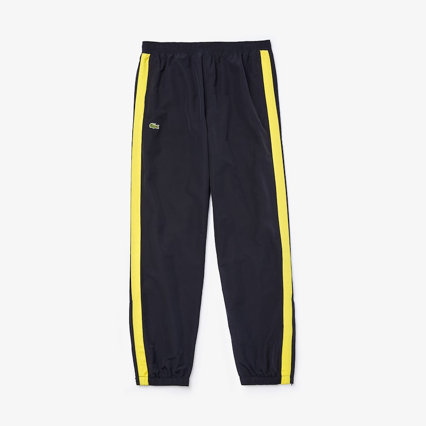 Pantalon Lacoste Contrast Striped Water-Repellant Tracksuit Hombre Azul Marino Azules Amarillos Blancos | CP3-49894B4