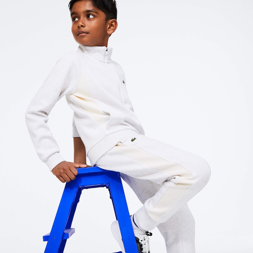 Pantalon Lacoste Niños Grises Blancos Azul Marino Azules Full-Zip Contrast Side Panels Fleece ZG2-42564Y7
