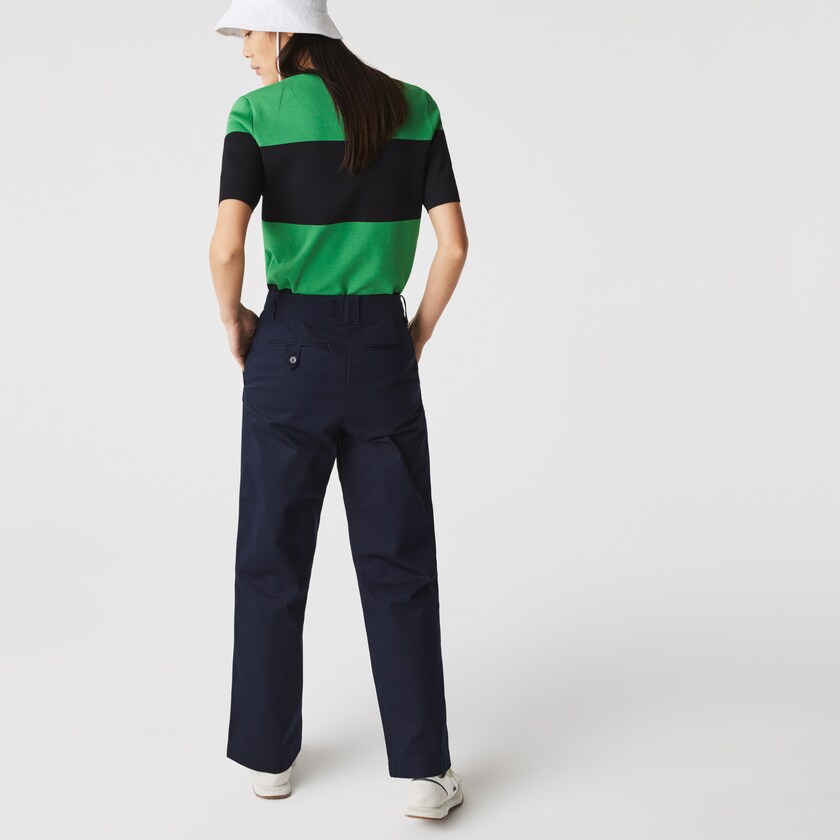 Pantalon Lacoste High-Waisted Flared Cotton Mujer Azul Marino Azules | ON4-30713D5