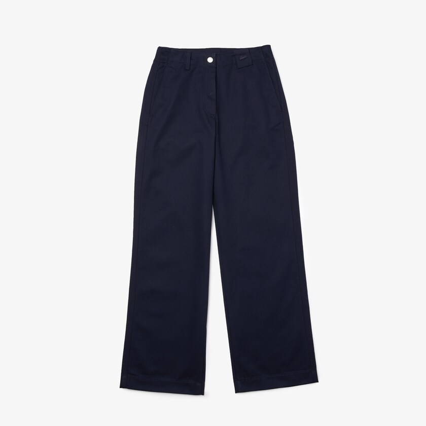 Pantalon Lacoste High-Waisted Flared Cotton Mujer Azul Marino Azules | ON4-30713D5