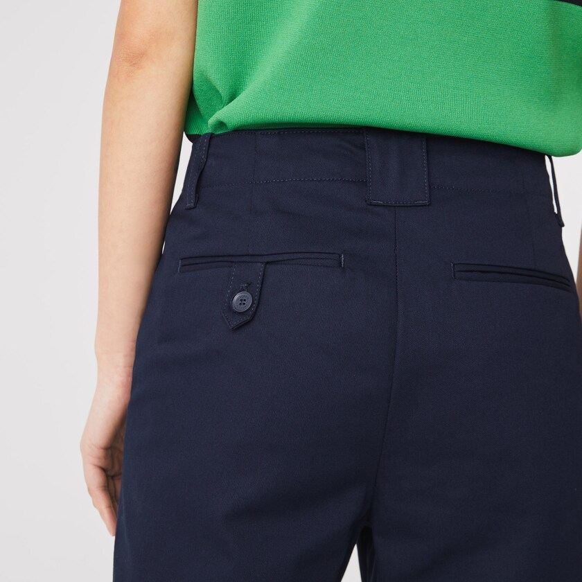 Pantalon Lacoste High-Waisted Flared Cotton Mujer Azul Marino Azules | ON4-30713D5