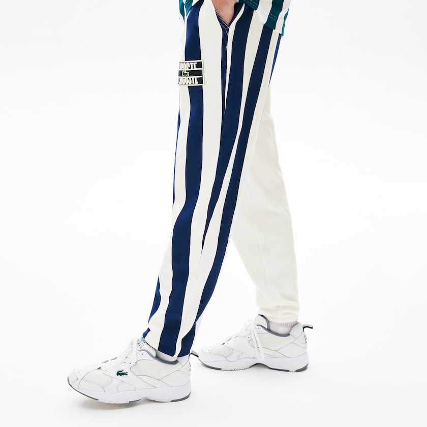 Pantalon Lacoste LIVE Bicolor Fleece Tracksuit Hombre Blancos Azul Marino Azules Blancos | II3-17511X8