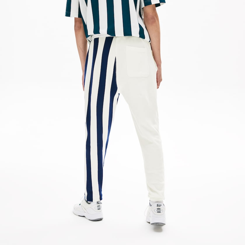 Pantalon Lacoste LIVE Bicolor Fleece Tracksuit Hombre Blancos Azul Marino Azules Blancos | II3-17511X8