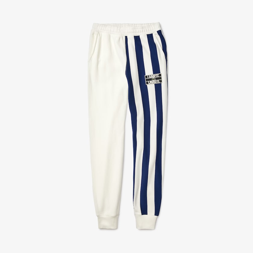 Pantalon Lacoste LIVE Bicolor Fleece Tracksuit Hombre Blancos Azul Marino Azules Blancos | II3-17511X8