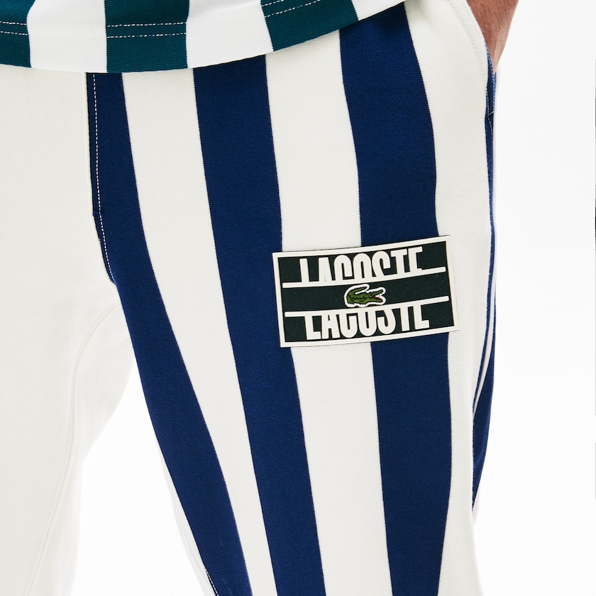 Pantalon Lacoste LIVE Bicolor Fleece Tracksuit Hombre Blancos Azul Marino Azules Blancos | II3-17511X8