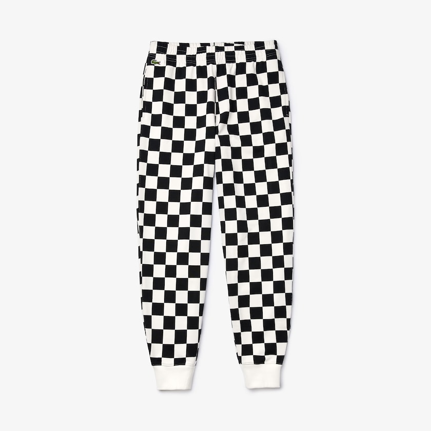 Pantalon Lacoste LIVE Check Fleece Tracksuit Mujer Blancos Negros | AS8-59805G6