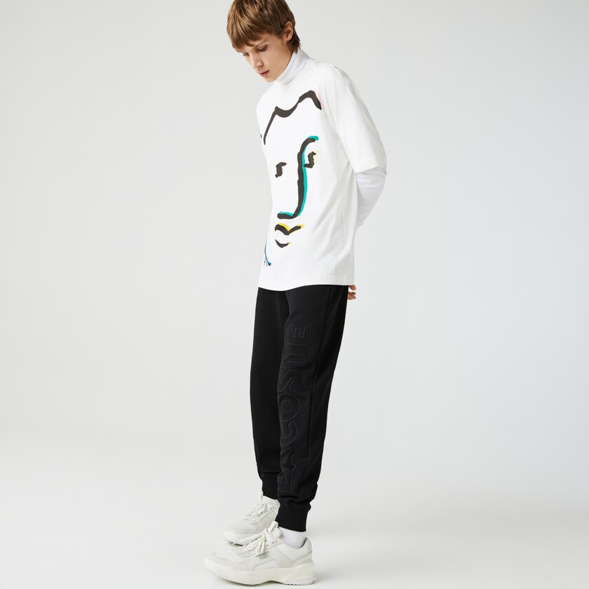 Pantalon Lacoste LIVE Embroidered Cotton Blend Tracksuit Hombre Negros | LM6-81228P5