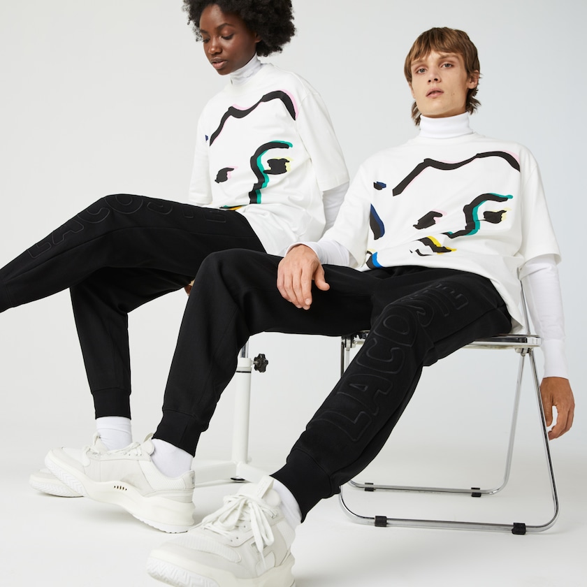 Pantalon Lacoste LIVE Embroidered Cotton Blend Tracksuit Hombre Negros | LM6-81228P5