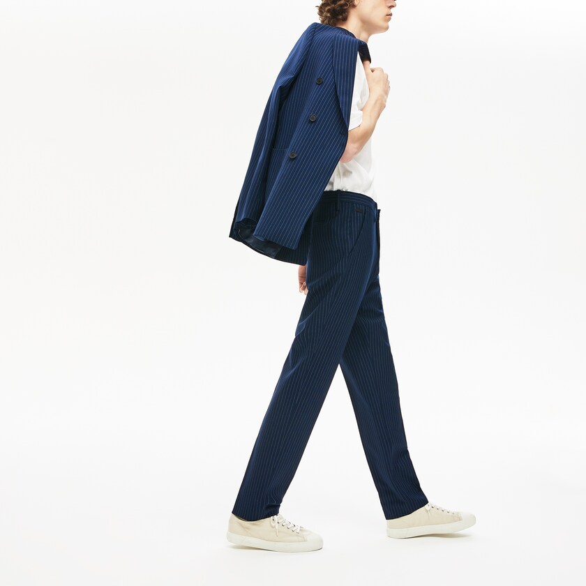 Pantalon Lacoste LIVE Fine Pinstriped Wool Suit Hombre Azules Blancos | YP6-20472R7