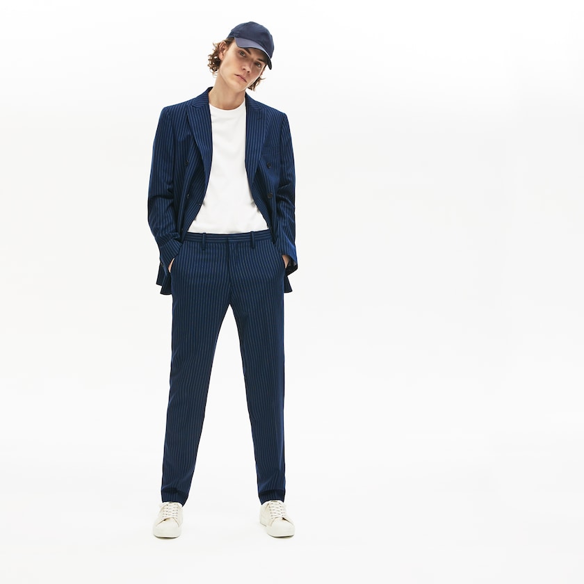 Pantalon Lacoste LIVE Fine Pinstriped Wool Suit Hombre Azules Blancos | YP6-20472R7