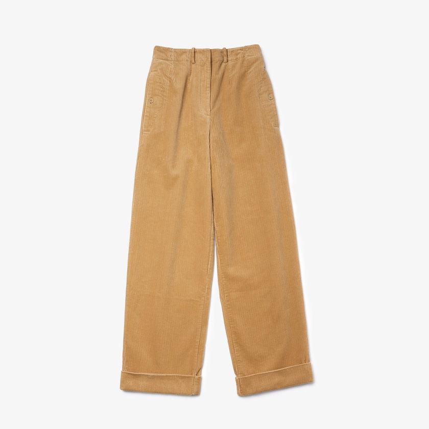 Pantalon Lacoste LIVE High-Waisted Loose Ribbed Velvet Mujer Beige | AS6-62126Z5