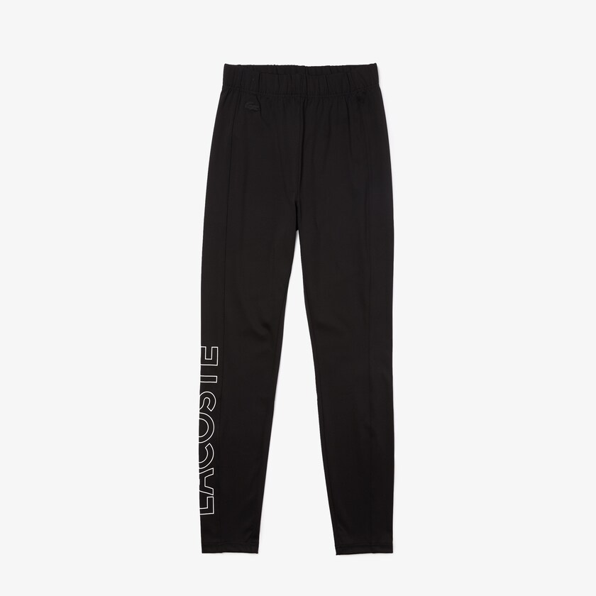 Pantalon Lacoste LIVE Logo Printed Leggings Mujer Negros Blancos | UF8-87498N3